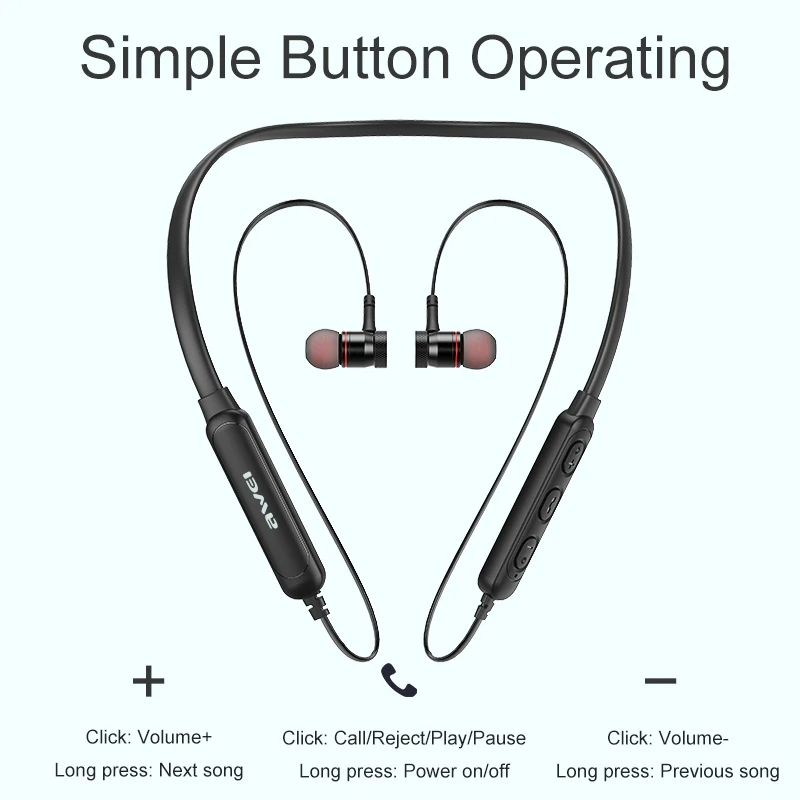 Awei G10BL หูฟังบลูทูธคล้องคอ เสียงคมชัด แบตอึด ใช้งานยาวนาน ของแท้ พร้อมไมค์