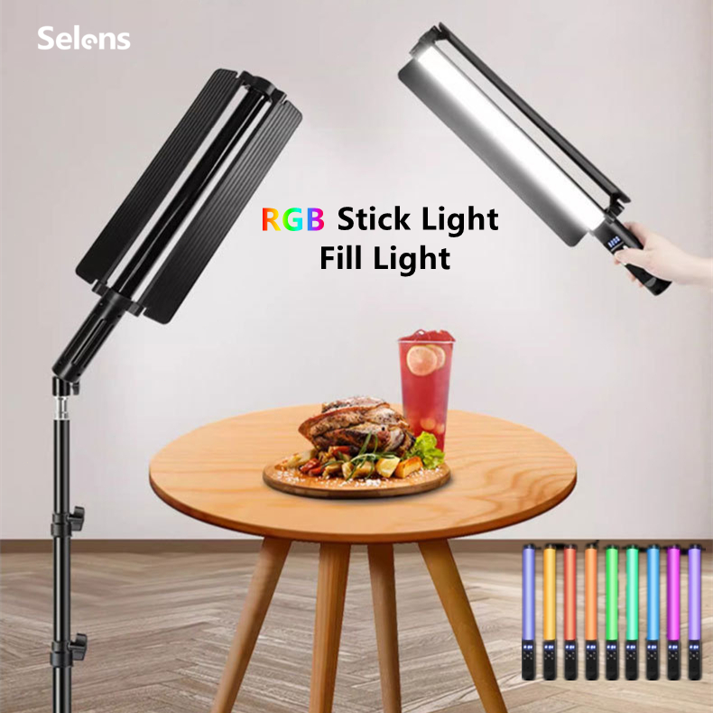 Selens RGB ไฟสตูดิโอ Led ไฟไลฟ์สดพร้อมขาตั้ง ไฟถ่ายสินค้า สําหรับถ่ายภาพสตูดิโอ Tiktok