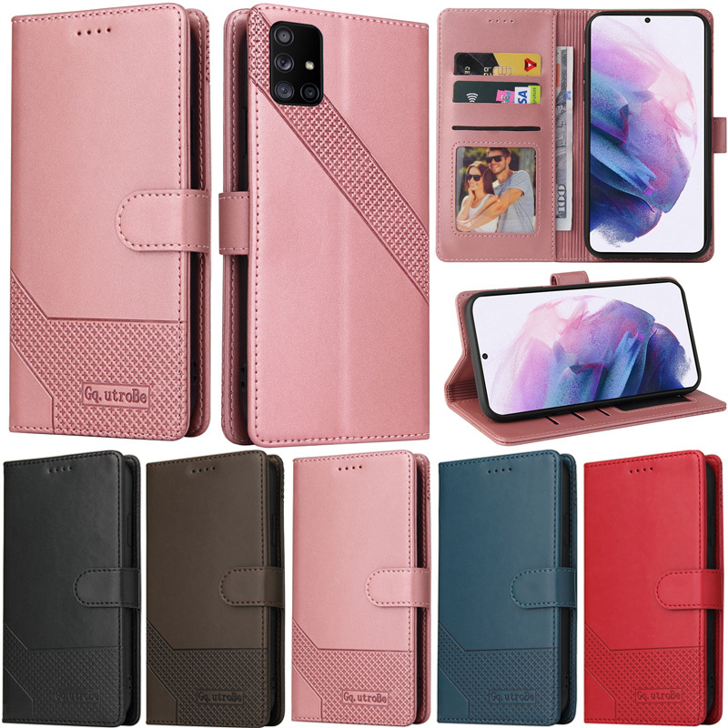 เคสโทรศัพท์หนัง PU นิ่ม ฝาพับ พร้อมช่องใส่บัตร ตั้งได้ สไตล์เรโทร หรูหรา สําหรับ Samsung Galaxy A52S A12 M12 F12 A52 A32 A72 A03S A21S A31 A41 A20S