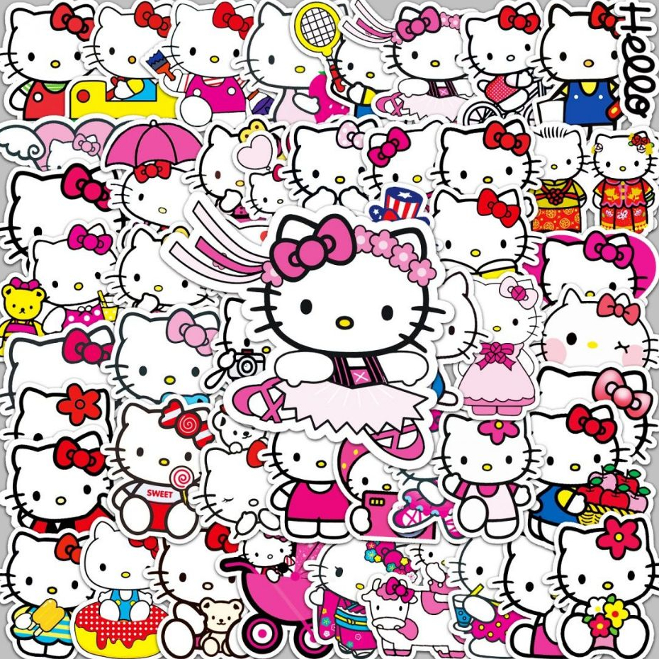 50 ชิ้นน่ารัก Hello Kitty การ์ตูน Graffiti สติกเกอร์กันน้ําสําหรับ DIY โทรศัพท์แล็ปท็อปโน้ตบุ๊คกีตาร์จักรยานหมวกกันน็อครถตกแต่ง Decal