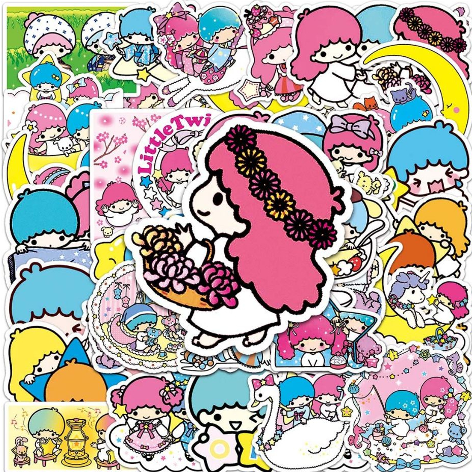 50 ชิ้นน่ารักการ์ตูน Little Twin ดาว Graffiti สติกเกอร์กันน้ําสําหรับ DIY โทรศัพท์แล็ปท็อปโน้ตบุ๊คกีตาร์จักรยานหมวกกันน็อครถตกแต่ง Decal