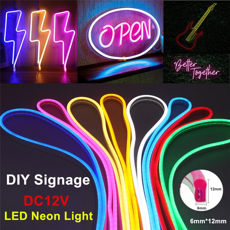 แถบไฟนีออน LED 12V 6X12 มม. 12 สี สําหรับงานป้าย DIY