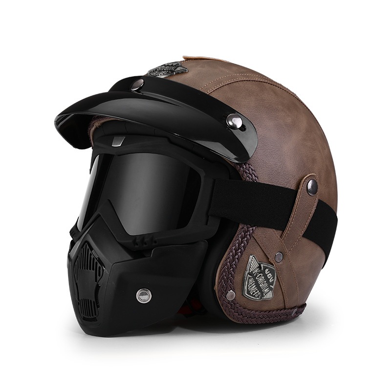 VGV หมวกกันน็อครถจักรยานยนต์ Harley Vintage หมวกกันน็อค DOT ได้รับการรับรองหมวกนิรภัยแบบเต็มรูปแบบหม