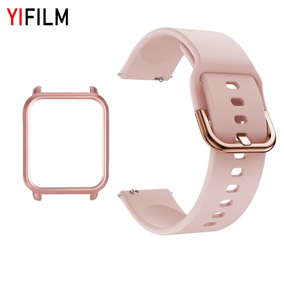 สาย + เคส สําหรับ Huami Amazfit Bip U Pro / GTS 2e MIni / GTS 2mni / Amazfit GTS สายนาฬิกา ซิลิโคน + เคส TPU