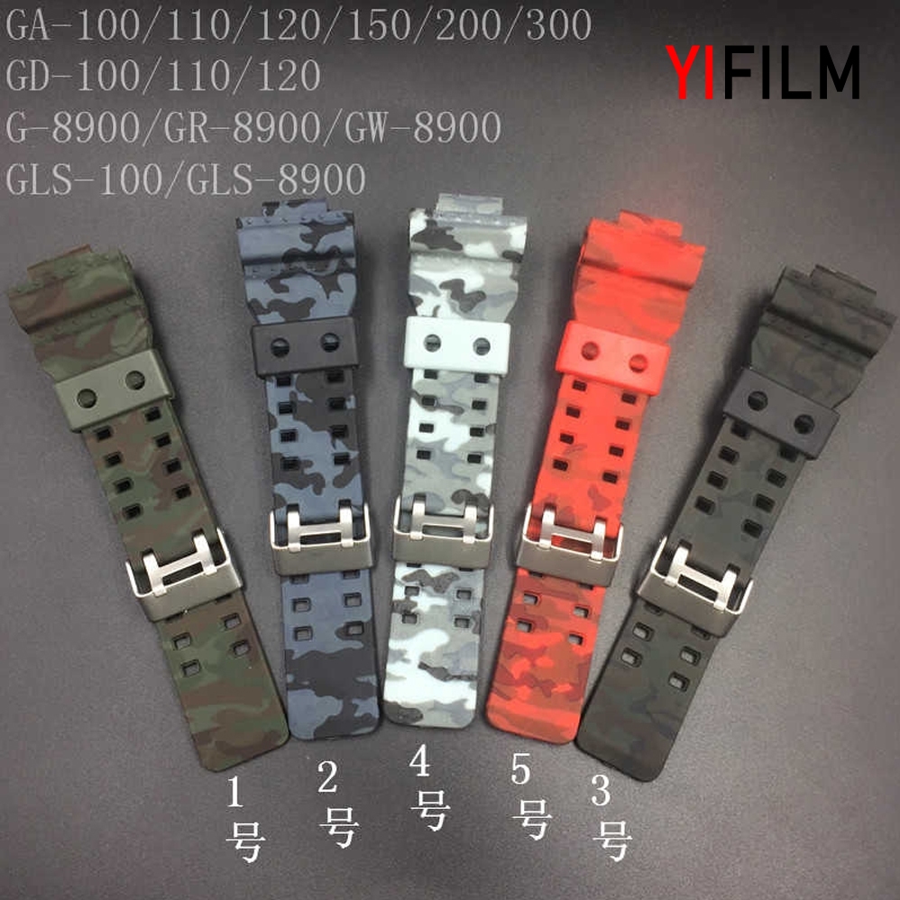 Yifilm สายนาฬิกาข้อมือยาง ลายพราง สําหรับ Casio G-shock GA-110 100 120 GD120