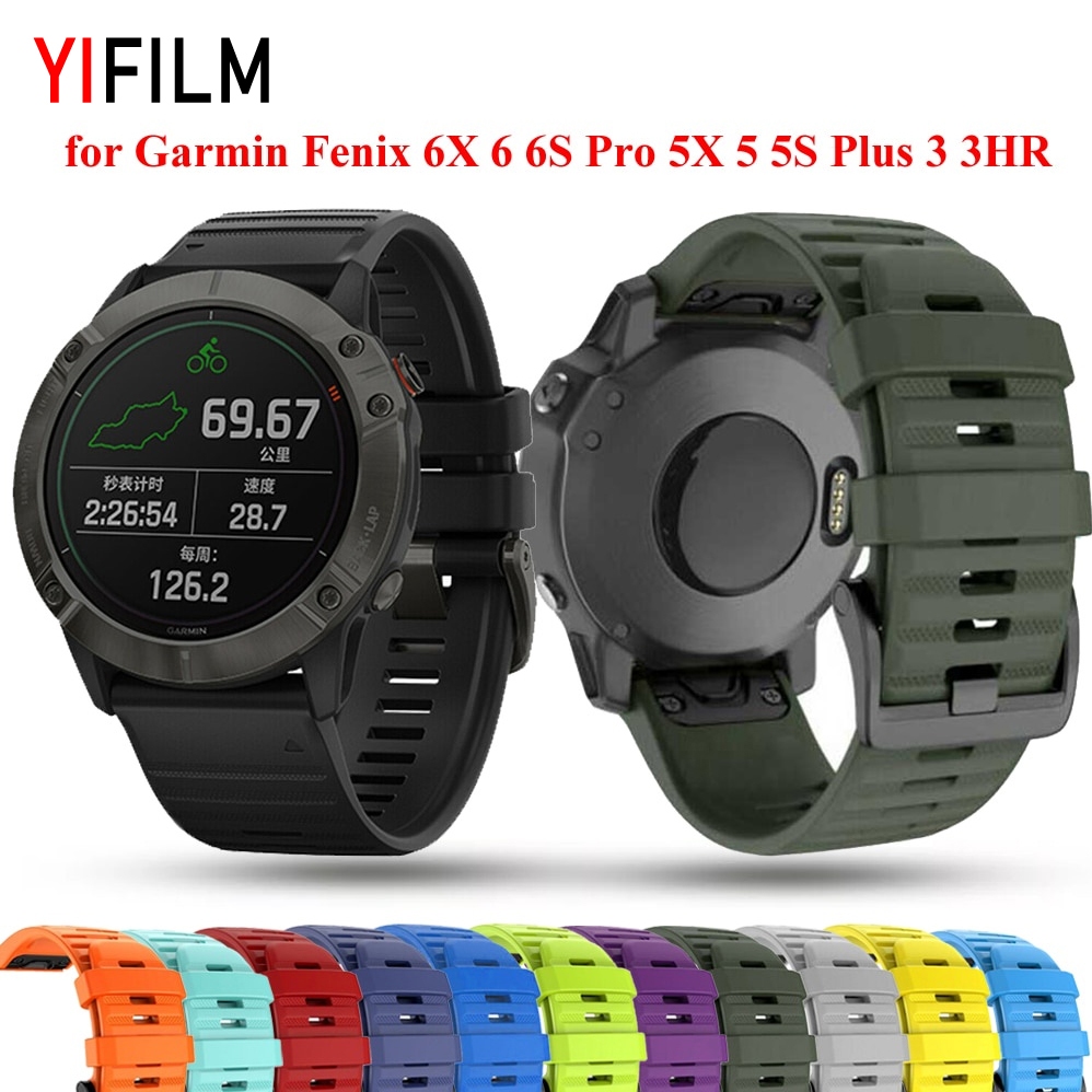 20MM 22MM 26MM Sport Silicone Watch Strap Band For Garmin Fenix 6X 6 Pro 5X 5 Plus 3HR 935 945 Watch Wristband Solid Strap