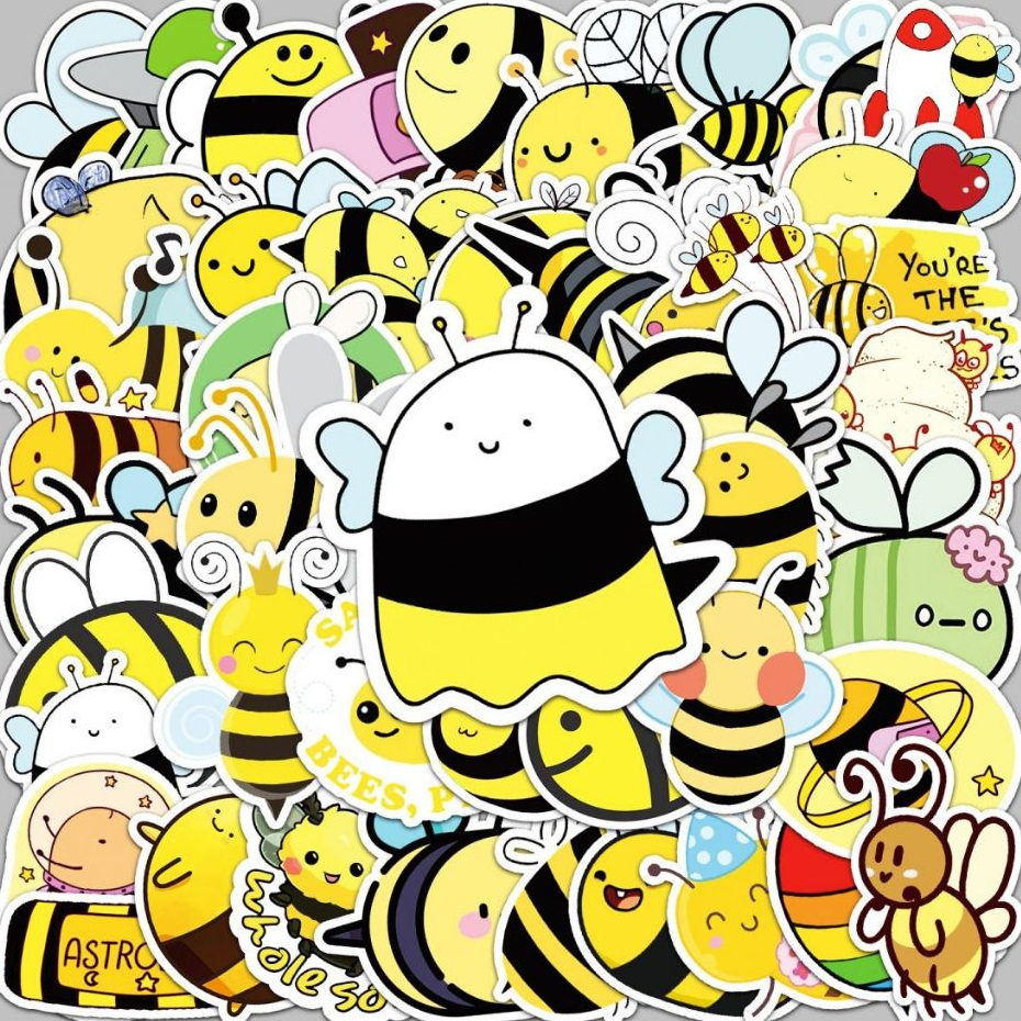 50 ชิ้นตลกผึ้งน้อยสติกเกอร์กันน้ําโทรศัพท์แล็ปท็อปสเก็ตบอร์ดสติกเกอร์สร้างสรรค์กราฟฟิตีรถสติกเกอร์มอเตอร์