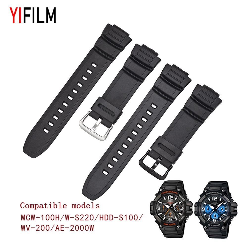 Casio สายนาฬิกาข้อมือซิลิโคนสําหรับ for Casio Mcw - 100 H / 110 H / W - 220 / Hdd - S100 Wv - 200 / 