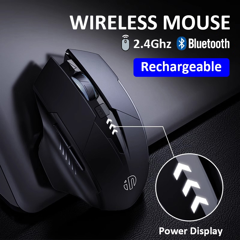 Inphic F1 / A1 เมาส์ไร้สาย บลูทูธ 2.4G Wireless / Bluetooth Mouse แบบชาร์จไฟได้ (อัพเกรด: มองเห็นระดับแบตเตอรี่)