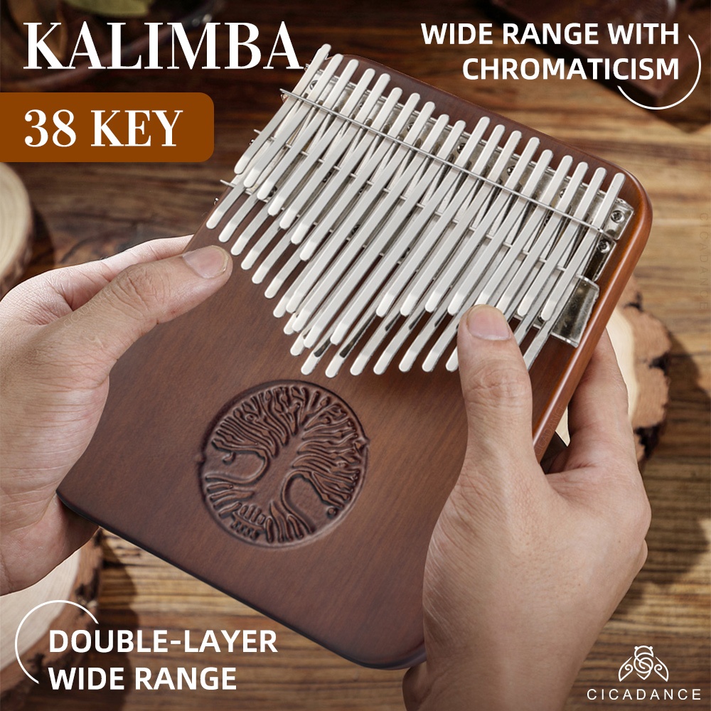 Hluru Kalimba คาลิมบา 38 คีย์ โทน C เปียโนนิ้วหัวแม่มือ วอลนัทสีดำ โทนเสียงที่คมชัดและชัดเจน เสียงดี ให้อุปกรณ์เสริมมากมาย