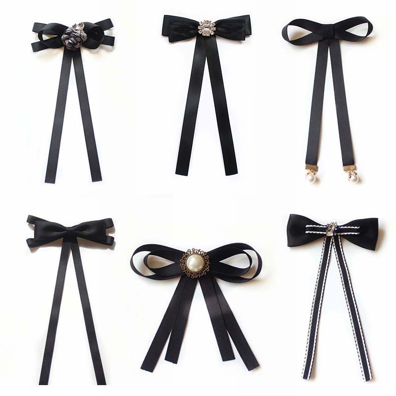 ชุดยูนิฟอร์ม JK เนคไทโบว์ คอปก ลายดอกไม้น่ารัก สีดํา เครื่องประดับแฟชั่น สําหรับผู้หญิง