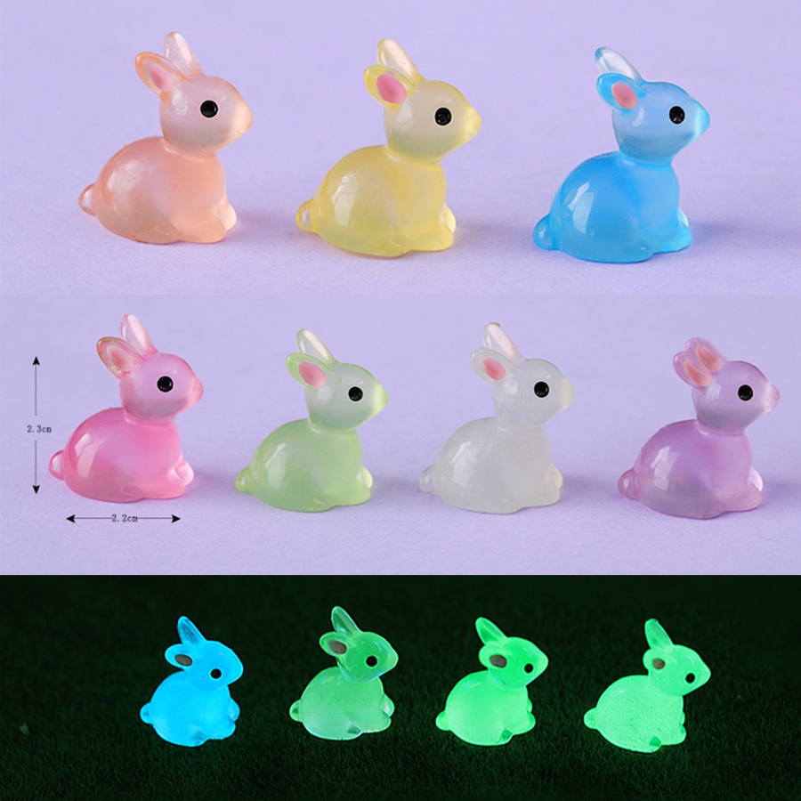 ตกแต่งรถ แดชบอร์ดรถ Night Luminous Miniature Mini เรซิ่นกระต่ายตกแต่ง Glow กระต่าย Micro อุปกรณ์เสริมตกแต่ง