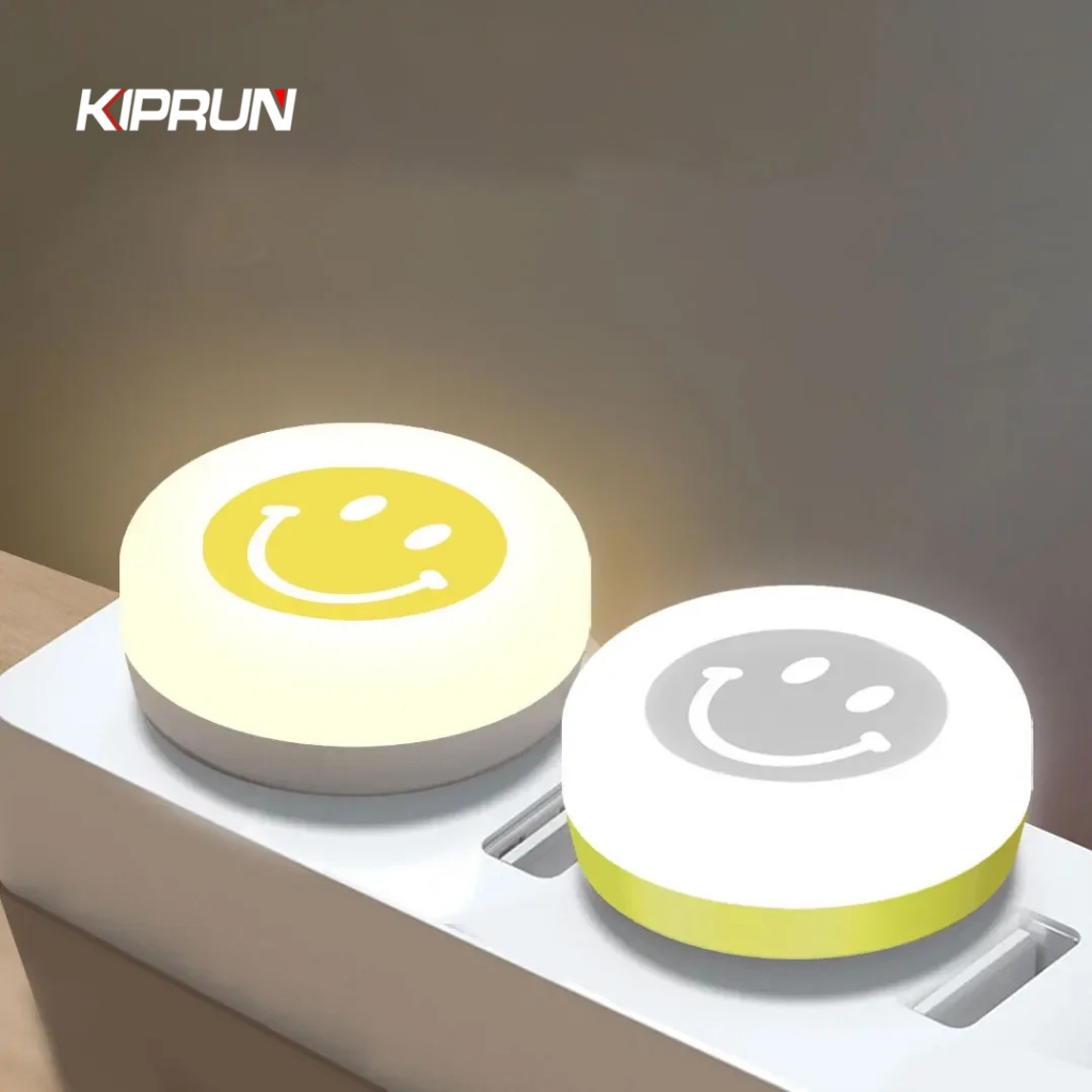 Kiprun โคมไฟกลางคืน USB รูปหน้ายิ้ม ขนาดเล็ก แบบพกพา ถนอมสายตา สําหรับอ่านหนังสือ คอมพิวเตอร์