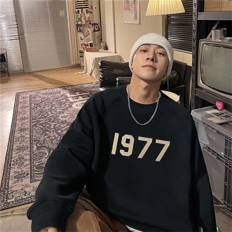 Essentials เสื้อกันหนาว คอกลม ทรงหลวม สไตล์สตรีทอเมริกัน สําหรับผู้ชาย 1977