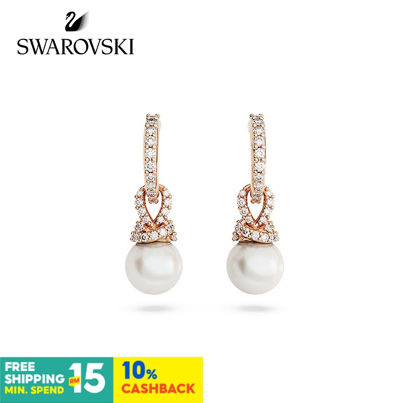 Swarovski ต่างหูมุก สไตล์เก่าแก่ ฤดูใบไม้ร่วง ฤดูหนาว สําหรับผู้หญิง