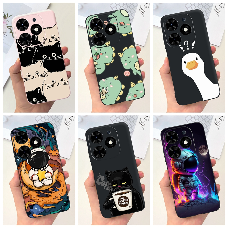 Tecno Spark Go 2024 เคสโทรศัพท์ซิลิโคน TPU แบบนิ่ม ลายการ์ตูนเป็ด และนักบินอวกาศ สําหรับ Tecno Spark