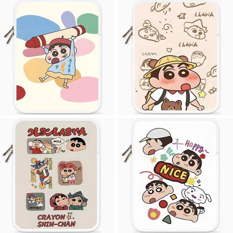 ⭐️Crayon Shin-chan⭐️PU Waterproof Computer bag CARTOON laptop bag 16 15 12 13.3inch 14 15.6 inches plus velvet Briefcase for iPad bag 10inch