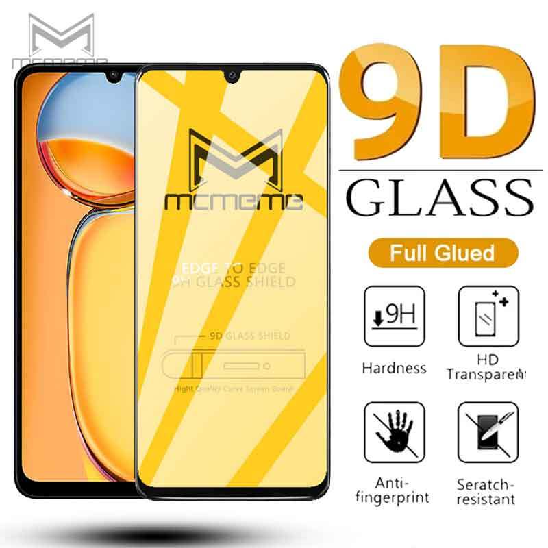 ฟิล์มกระจกนิรภัย กันรอยหน้าจอ หนา 9D แบบเต็มจอ สำหรับ Xiaomi Redmi 14C 13C Note 13 A3 12C Note 12 12s A2+ A1 10C 10 10A 9T 9A 9C 8A 7A Note 11 11s 10s 9s 9 8 7 Pro Max