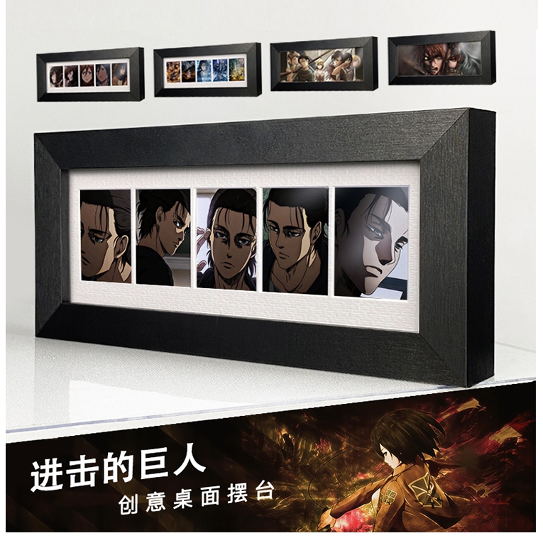อะนิเมะโจมตีบน Titan สีดํา MDF Creative Simple โปสเตอร์กรอบรูปหลายภาพคอสเพลย์ตกแต่งบ้านเครื่องประดับ