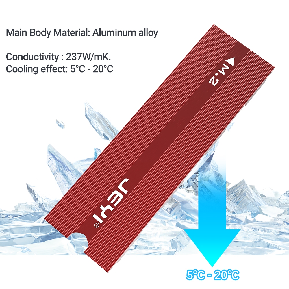 Jeyi M.2 ฮีทซิงค์ระบายความร้อน SSD 2280 SSD อะลูมิเนียม สองด้าน พร้อมแผ่นซิลิโคนความร้อน สําหรับ PS5 PC PCIE NVME NGFF M2 SSD