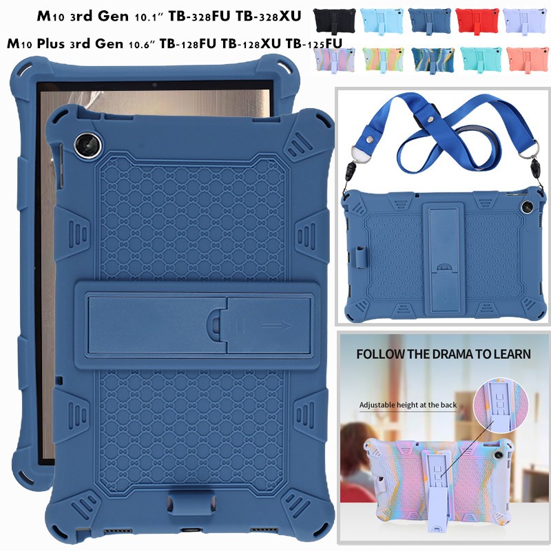 for Lenovo Tab M10 Plus 3rd Gen 10.6" 10.1" TB-128 TB328 Tablet Cover Shockproof Soft Silicone Tablet Stand Protective Shell