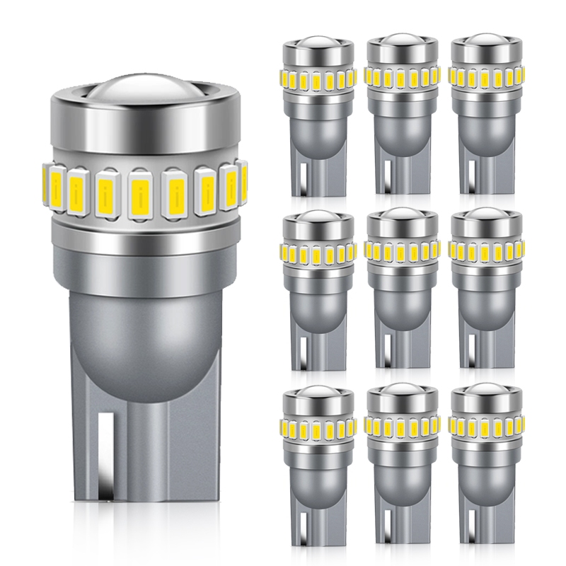 Tuffoo หลอดไฟอ่านหนังสือ LED T10 W5W สีเหลืองอําพัน สีเขียวมะนาว สําหรับติดป้ายทะเบียนรถยนต์ 10 ชิ้น