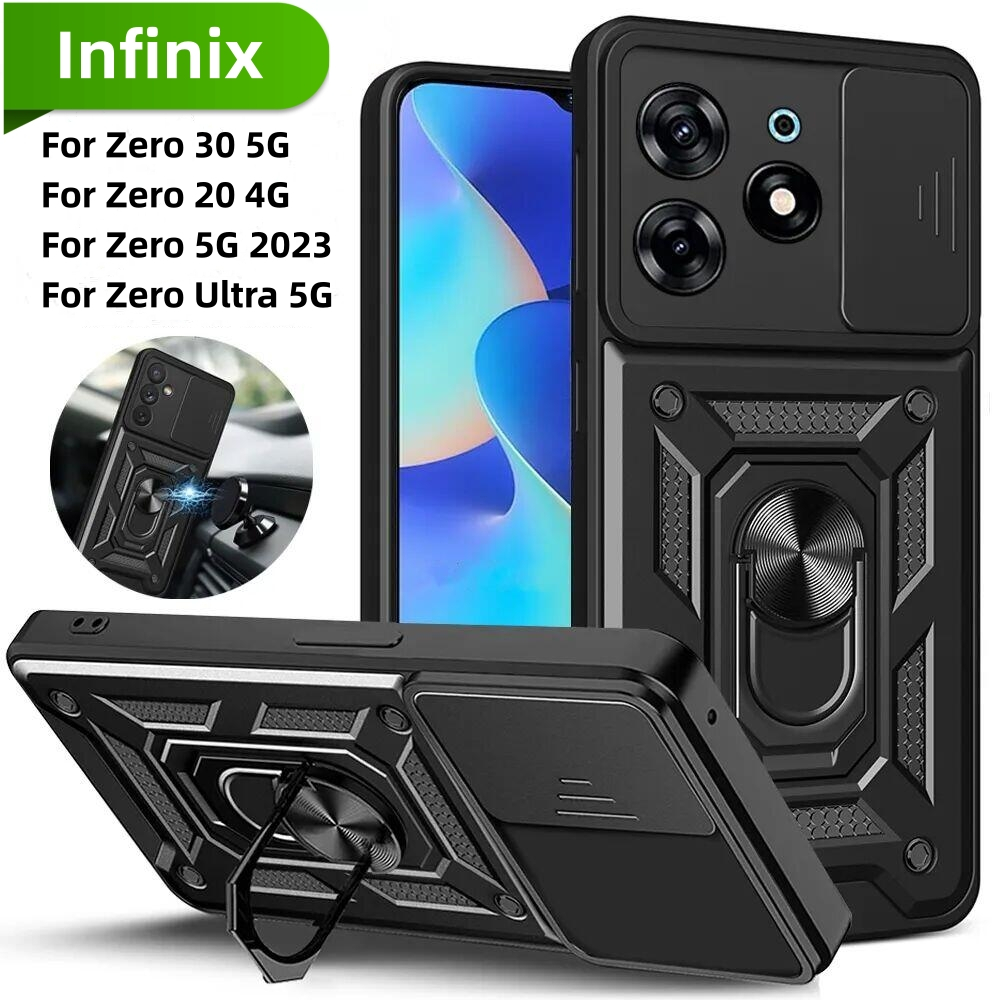 สไลด์เลนส์กล้องเคสกันกระแทก Infinix Zero 40 30 20 5G 2023 4G ปลอกแม่เหล็กผู้ถือแหวนปกป้องเปลือกปก