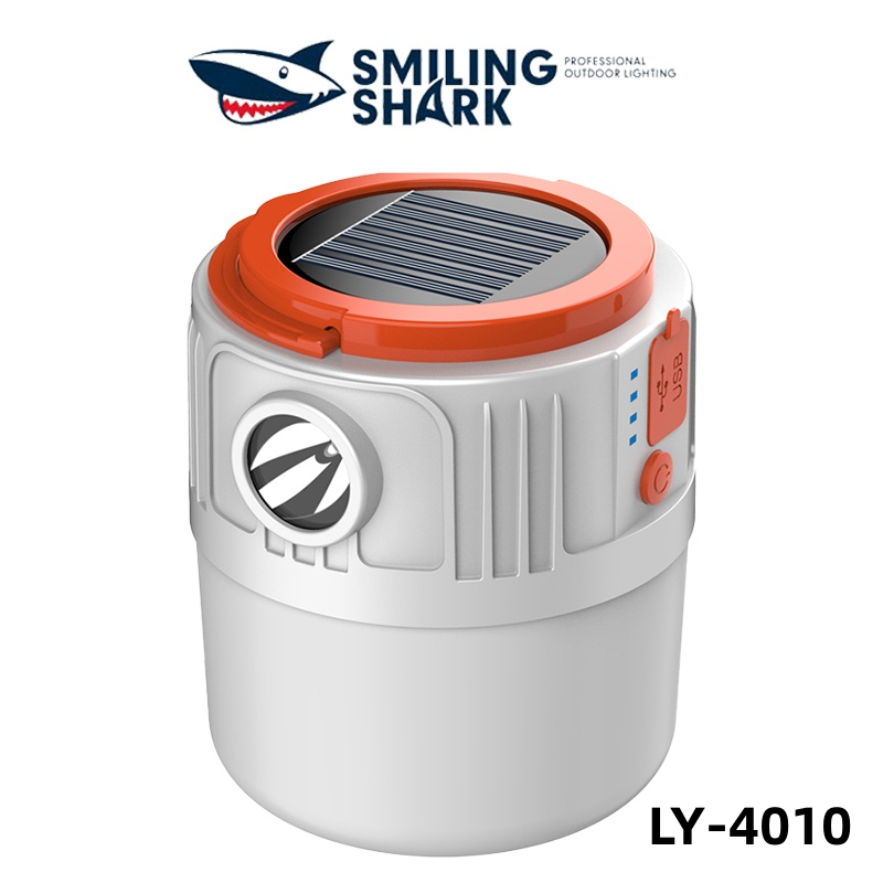 Smiling Shark LY4010A โคมไฟตั้งแคมป์ ไฟตั้งแคมป์ ไฟฉาย พลังงานแสงอาทิตย์ ชาร์จ ตั้งแคมป์ โคมไฟตั้งแค