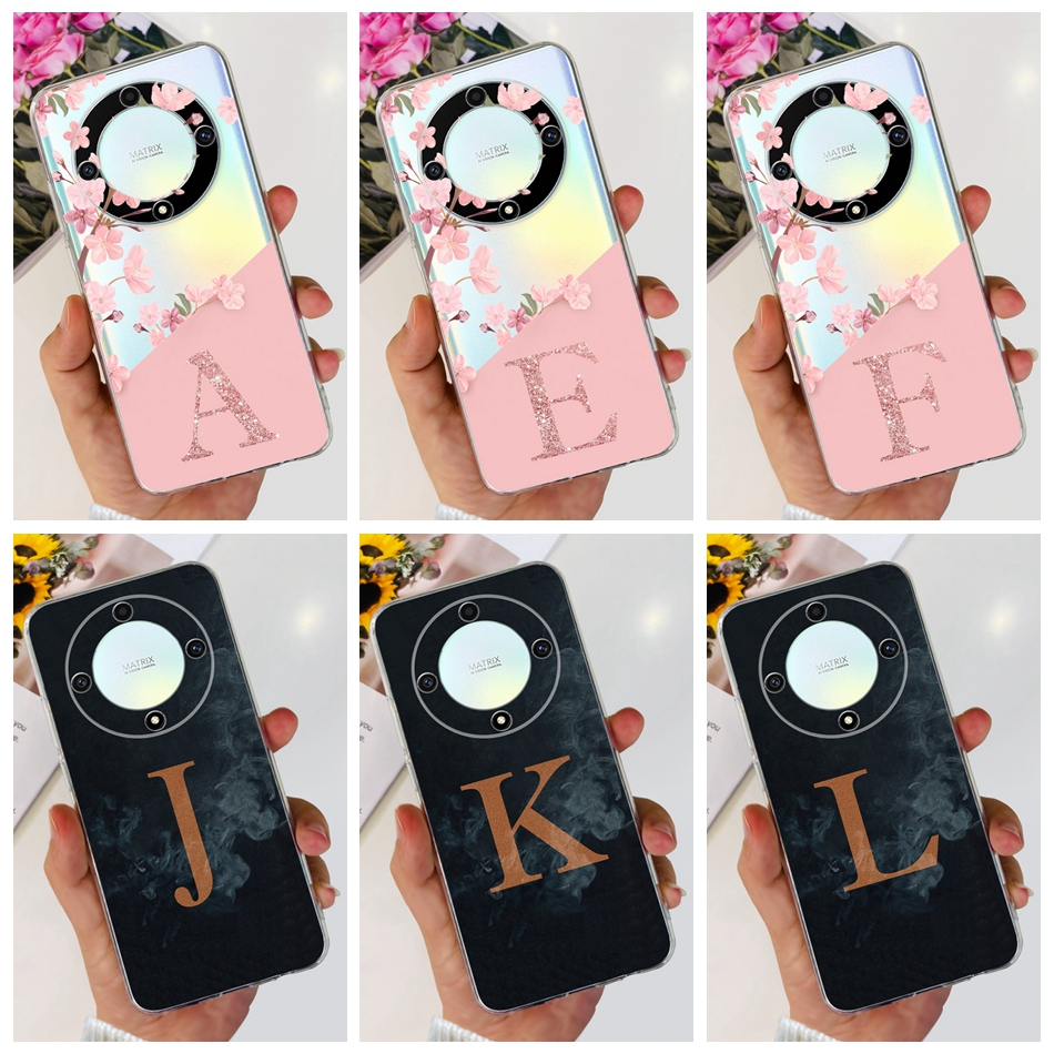 เคสโทรศัพท์มือถือ ซิลิโคนนิ่ม TPU ลายดอกไม้ ตัวอักษร สําหรับ Honor X9b 2023 HonorX9b X 9B 5G