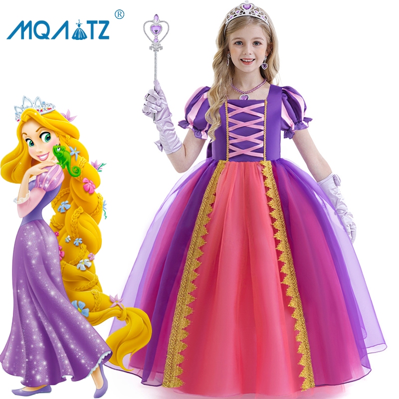 Mqatz ชุดเดรสยาว ชุดคอสเพลย์เจ้าหญิง สําหรับเด็กผู้หญิง เหมาะกับงานปาร์ตี้วันเกิด โรงเรียน ASMR061