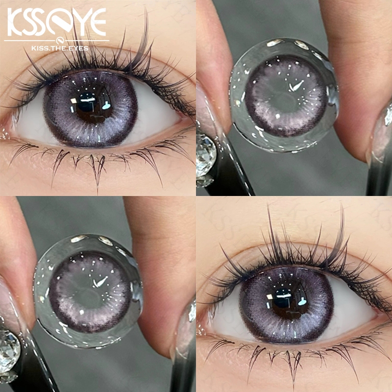 【เลนส์ที่ให้คะแนน & COD 】คอนแทคเลนส์ KSSEYE สีม่วงที่มีให้คะแนน （0-8.00) 2pcs (1 คู่) เลนส์สัมผัสตาตามธรรมชาติ 14.5 มม./14.2 มม. ต่อปี