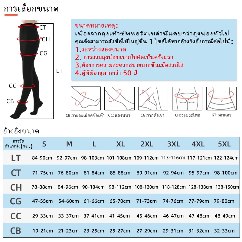 15-21mmHg การบีบอัดทางการแพทย์  ความดันระดับ 1 Care ถุงเท้าเส้นเลือดขอดผู้หญิงกระชับสัดส่วนถุงเท้าขา ราคา ถูกที่สุด ดีลบีเคเค แกลเลอรีภาพที่ 2