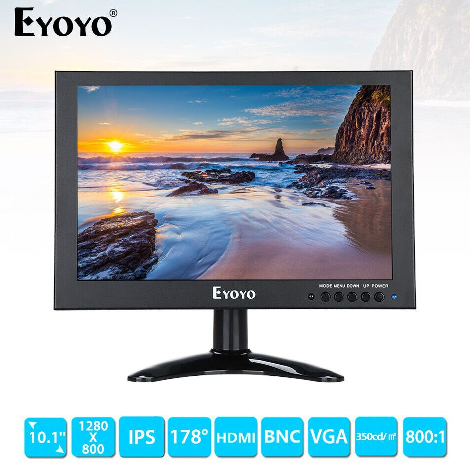 Eyoyo หน้าจอ LED HD 1280*800 10 นิ้ว รองรับพอร์ต VGA AV HDMI จอ LCD กล้องวงจรปิด
