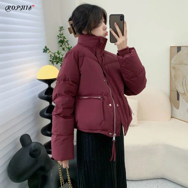 Rophie 2023เสื้อแจ็คเก็ตผ้าฝ้ายผู้หญิงแบบใหม่เสื้อโค้ทผ้าฝ้ายบุขนแบบหนาคอตั้งสไตล์เกาหลีแบบสั้น  ✨✨ SC8801