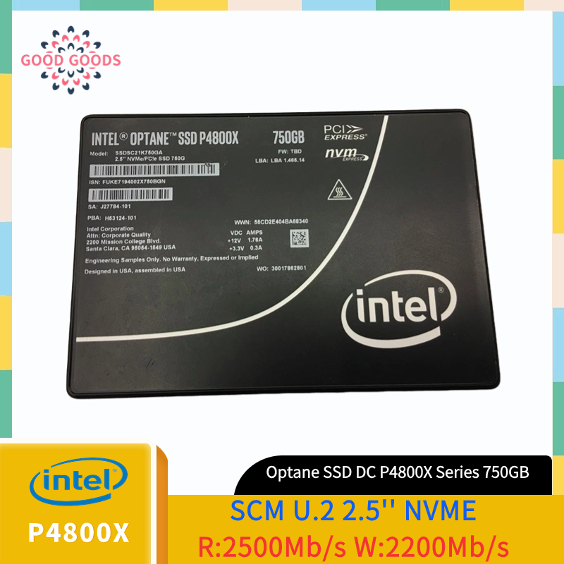 Intel Optane SSD DC P4800X Series 750GB SCM U.2 2.5 นิ้ว NVME (SSDPE21K750GA)