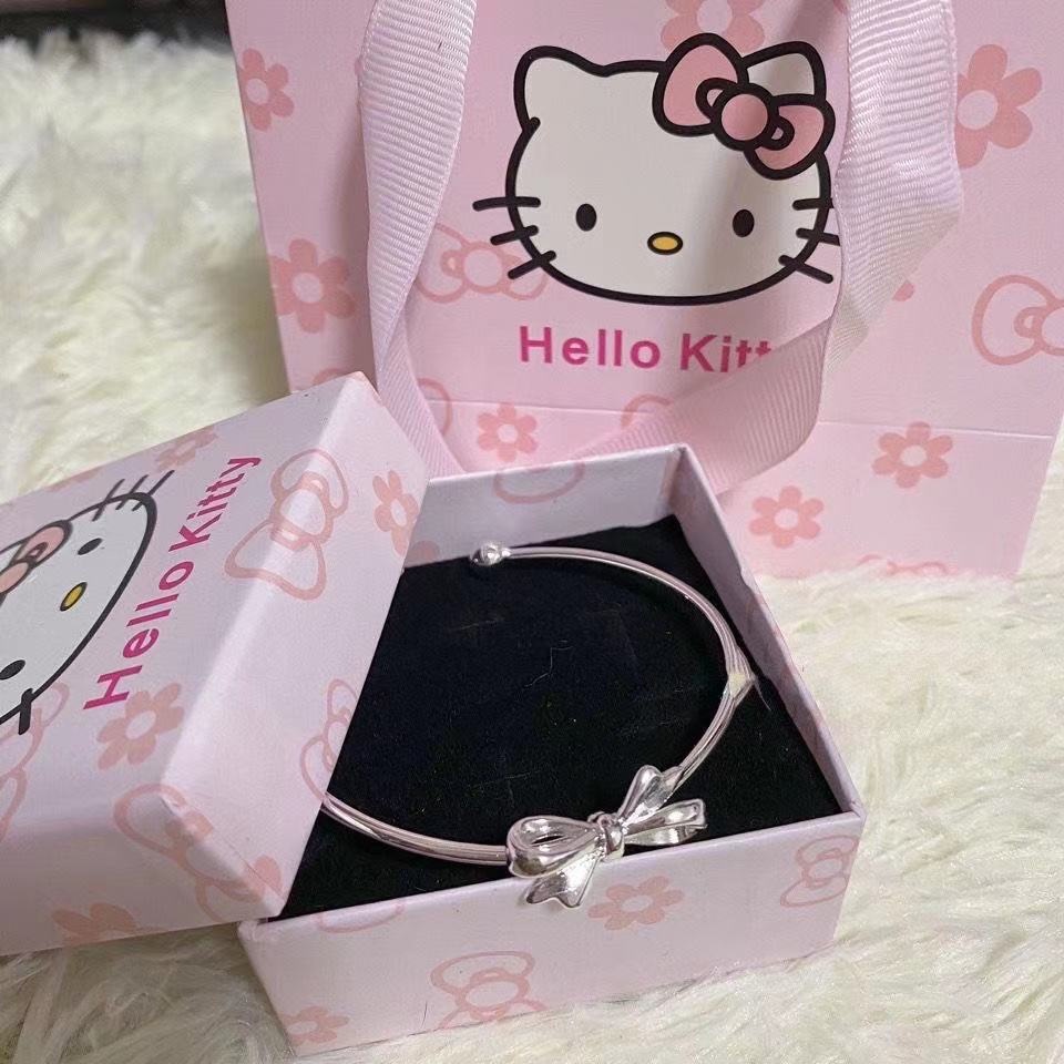 สร้อยข้อมือโบว์เกาหลี ผู้หญิง สีเงิน ปรับได้ น่ารัก ของขวัญเพื่อนดี