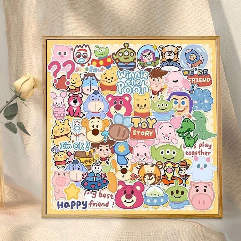 JINYOU【40*40 ซม.】ระบายสีตามตัวเลข/Toy Story/สตรอเบอร์รี่หมี/ภาพระบายสีตามตัวเลข/การ์ตูนแอนิเมชั่นมือ