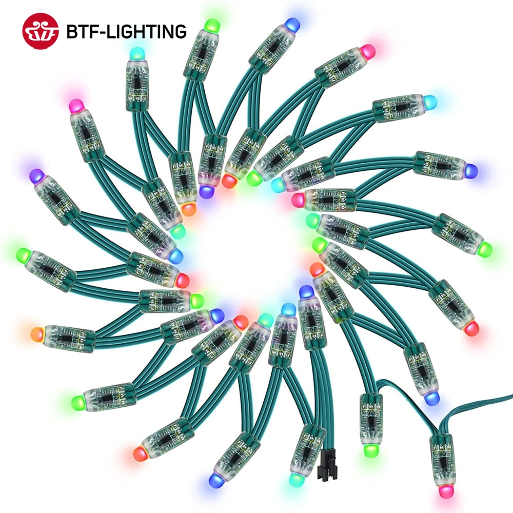 BTF-LIGHTING WS2811 RGB IC สตริงแสง LED กันน้ํา IP68 สามารถแก้ไขได้อย่างอิสระ ไฟ LED 50 ดวง
