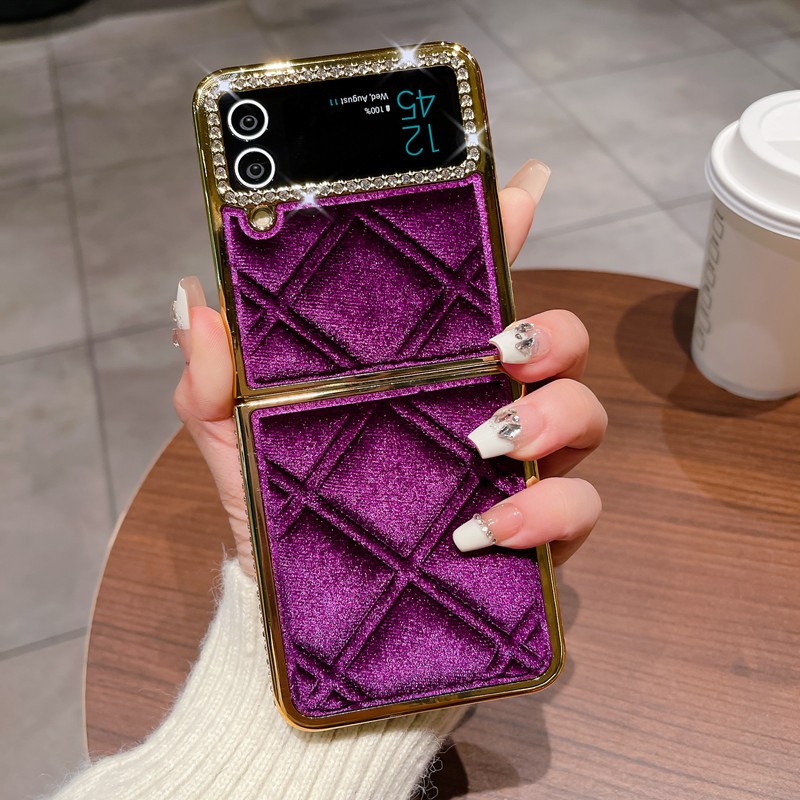 ฤดูใบไม้ร่วงฤดูหนาวสไตล์หรูหราelectroplatingกํามะหยี่เพชรเหมาะสําหรับsamsung Z Flip 3/4/5/6 เคสโทรศัพท์แฟชั่นOPPOค้นหาN3 Flip/N2 Flipพับหน้าจอป้องกันกรณี
