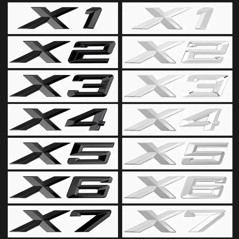 三维 ตราสัญลักษณ์รถสําหรับ BMW X1 X2 X3 X4 X5 X6 X7 E71 F16 F15 F20 F30 F48 F39 F25 G01 G02 G07 โลโก้ตัวอักษรสติกเกอร์อุปกรณ์เสริม