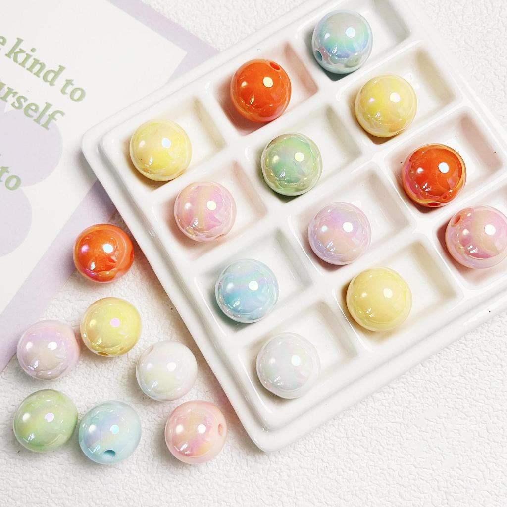 16 มม. 10 ชิ้น / เซต สีครีม ลูกปัดกลม DIY หลวม ลูกปัดโทรศัพท์มือถือ พวงกุญแจ เครื่องประดับ วัสดุ