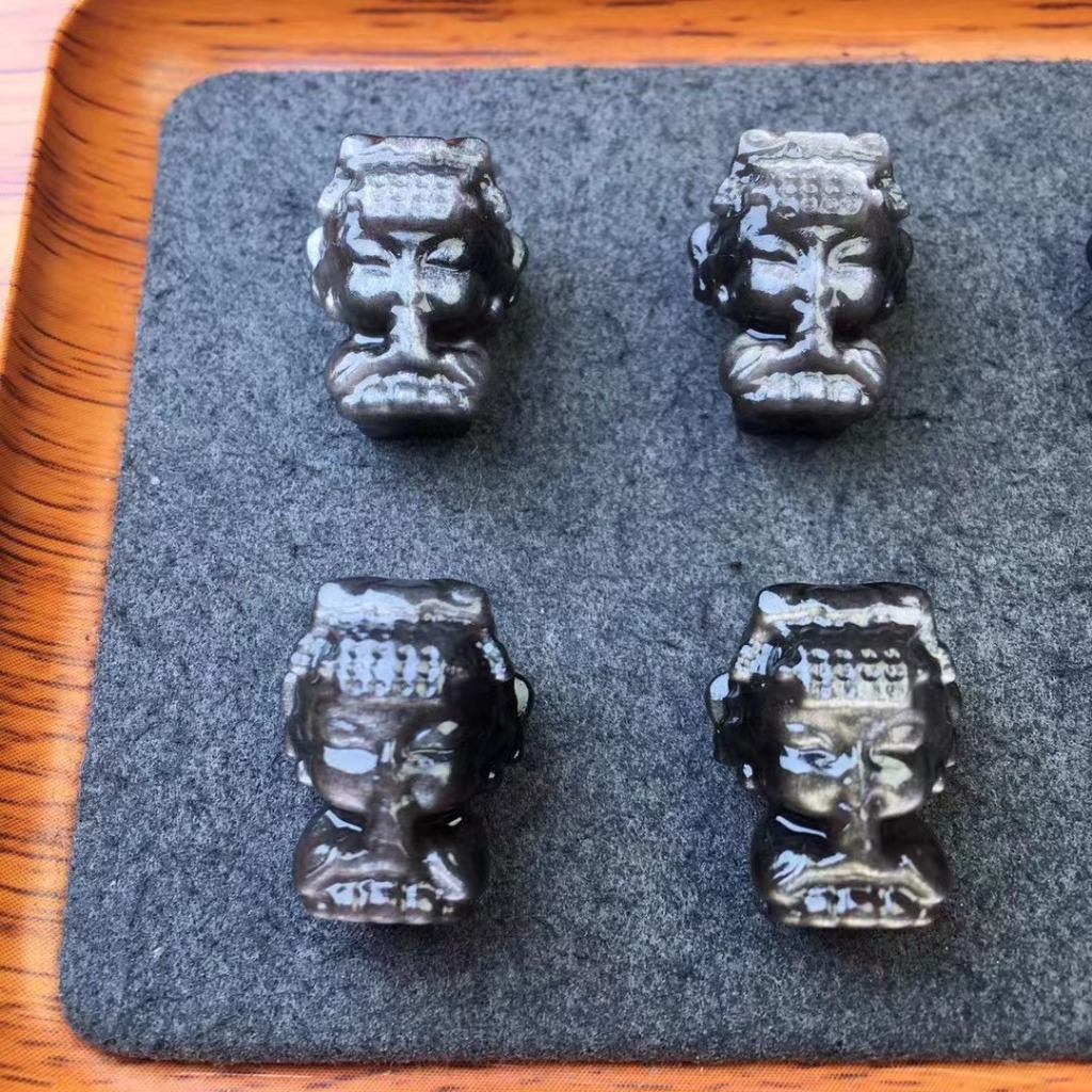 เงินธรรมชาติ Obsidian Mazu เครื่องประดับน่ารัก diy Lucky Accessories Simple All-Match ของขวัญ