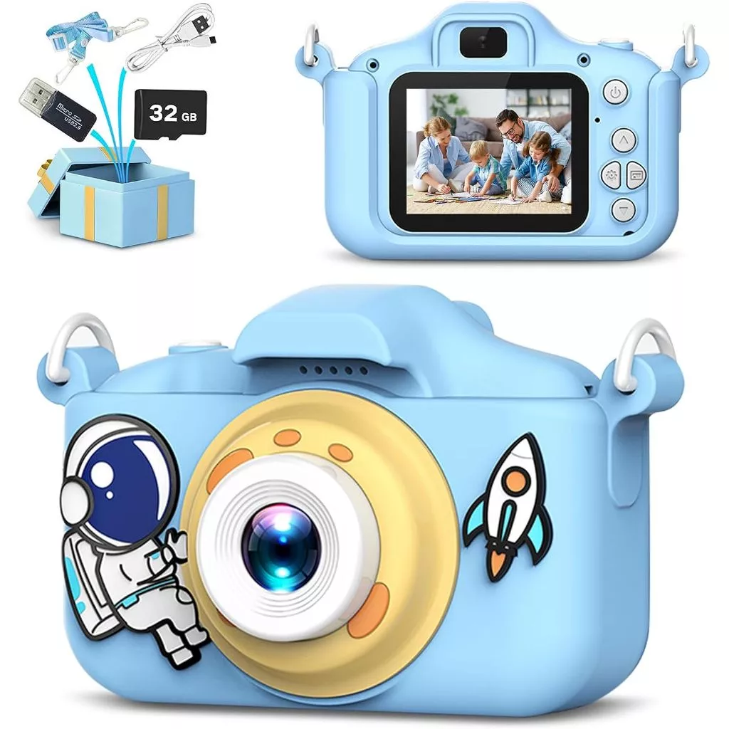 กล้องถ่ายรูปดิจิตอลสำหรับเด็ก 20MP 1080P พร้อม SD การ์ด 32GB