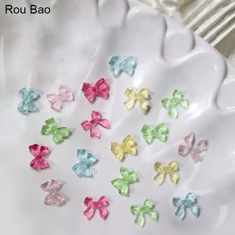 Rou Bao อุปกรณ์ตกแต่งเล็บ โบว์เจลลี่ 3D 50 ชิ้น
