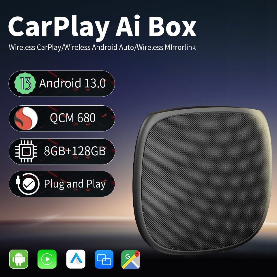 Carplay Ai Box Android 13 แอนดรอยด์ไร้สาย QCM6225 8-core 8+128G 4G LTE GPS สําหรับ OEM แบบมีสาย Apple Carplay