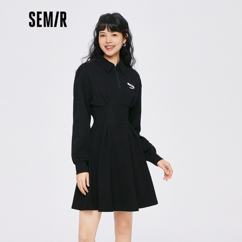 Semir เดรสแขนยาว ชุด คอปก ผ้าถัก พิมพ์ลายตัวอักษร แฟชั่นฤดูใบไม้ร่วง สําหรับผู้หญิง 2023
