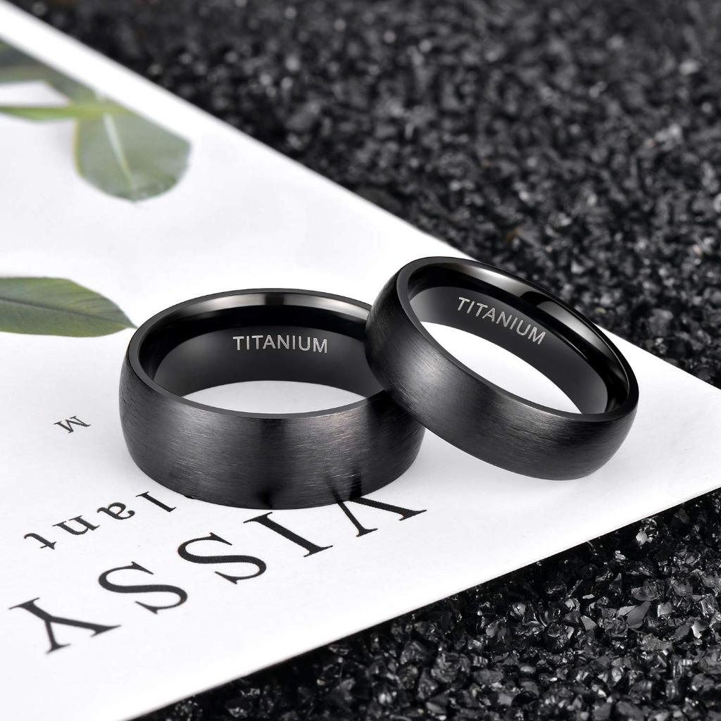 Somen 6mm 8mm แหวนไทเทเนียม Brushed Dome สีดํา Elegant Wedding Band ขนาด 5-13 ราคา ถูกที่สุด ดีลบีเคเค แกลเลอรีภาพที่ 4