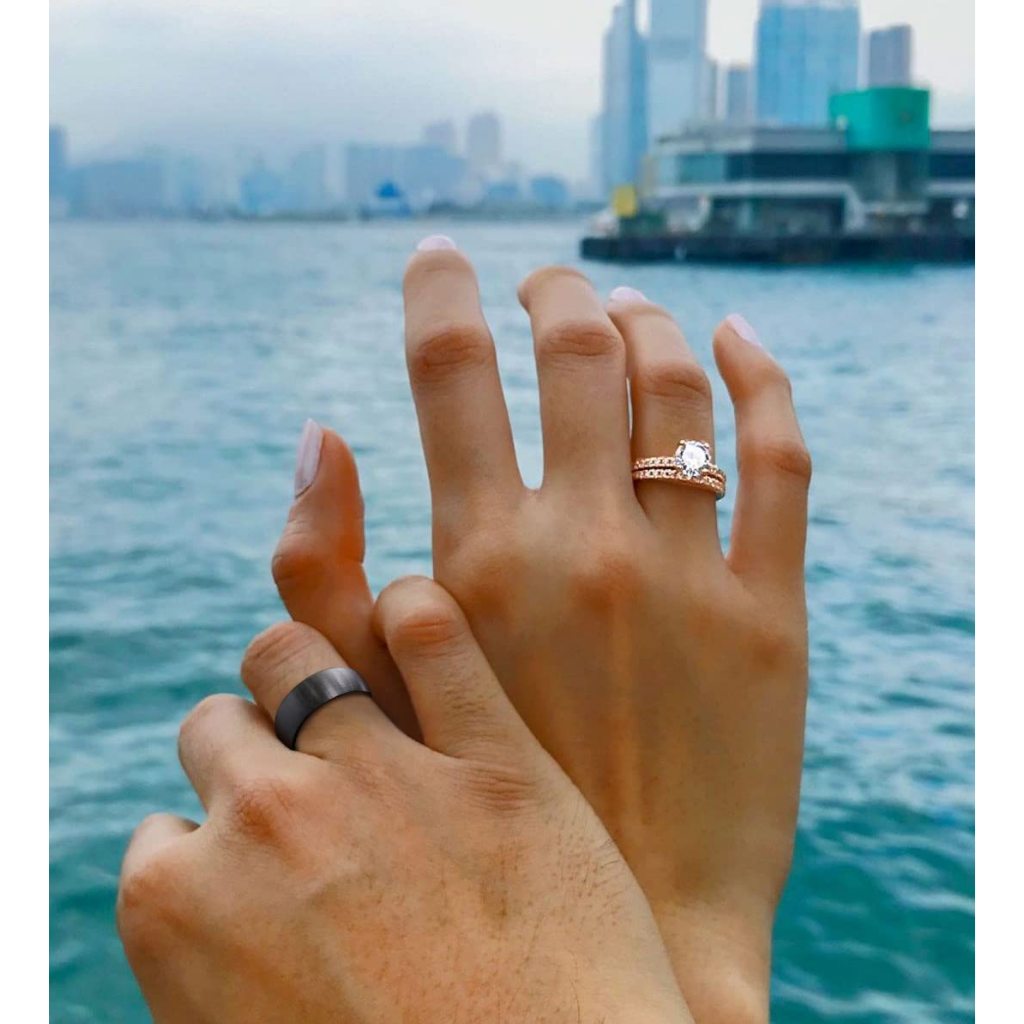 Somen 6mm 8mm แหวนไทเทเนียม Brushed Dome สีดํา Elegant Wedding Band ขนาด 5-13 ราคา ถูกที่สุด ดีลบีเคเค แกลเลอรีภาพที่ 6