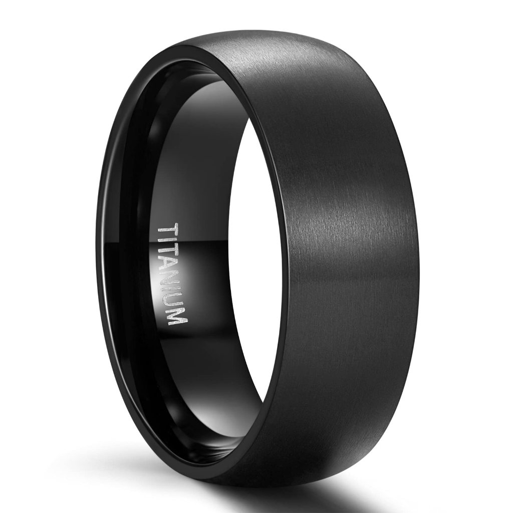 Somen 6mm 8mm แหวนไทเทเนียม Brushed Dome สีดํา Elegant Wedding Band ขนาด 5-13 ราคา ถูกที่สุด ดีลบีเคเค แกลเลอรีภาพที่ 3