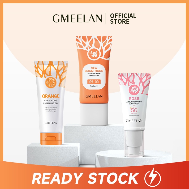 Gmeelan 3PCS เจลผลัดเซลล์ผิวเพิ่มความกระจ่างใสด้วยเอนไซม์จากผลส้ม+ซีบัคธอร์น กลูตาไธโอน ไวท์เทนนิ่ง 
